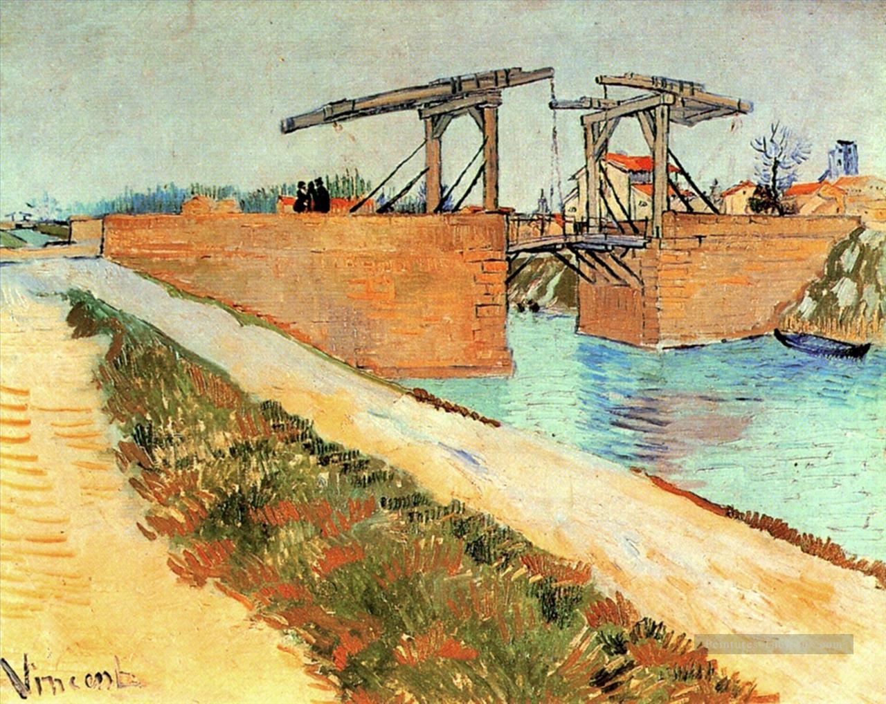 Le pont Langlois à Arles avec une route le long du canal Vincent van Gogh Peintures à l'huile